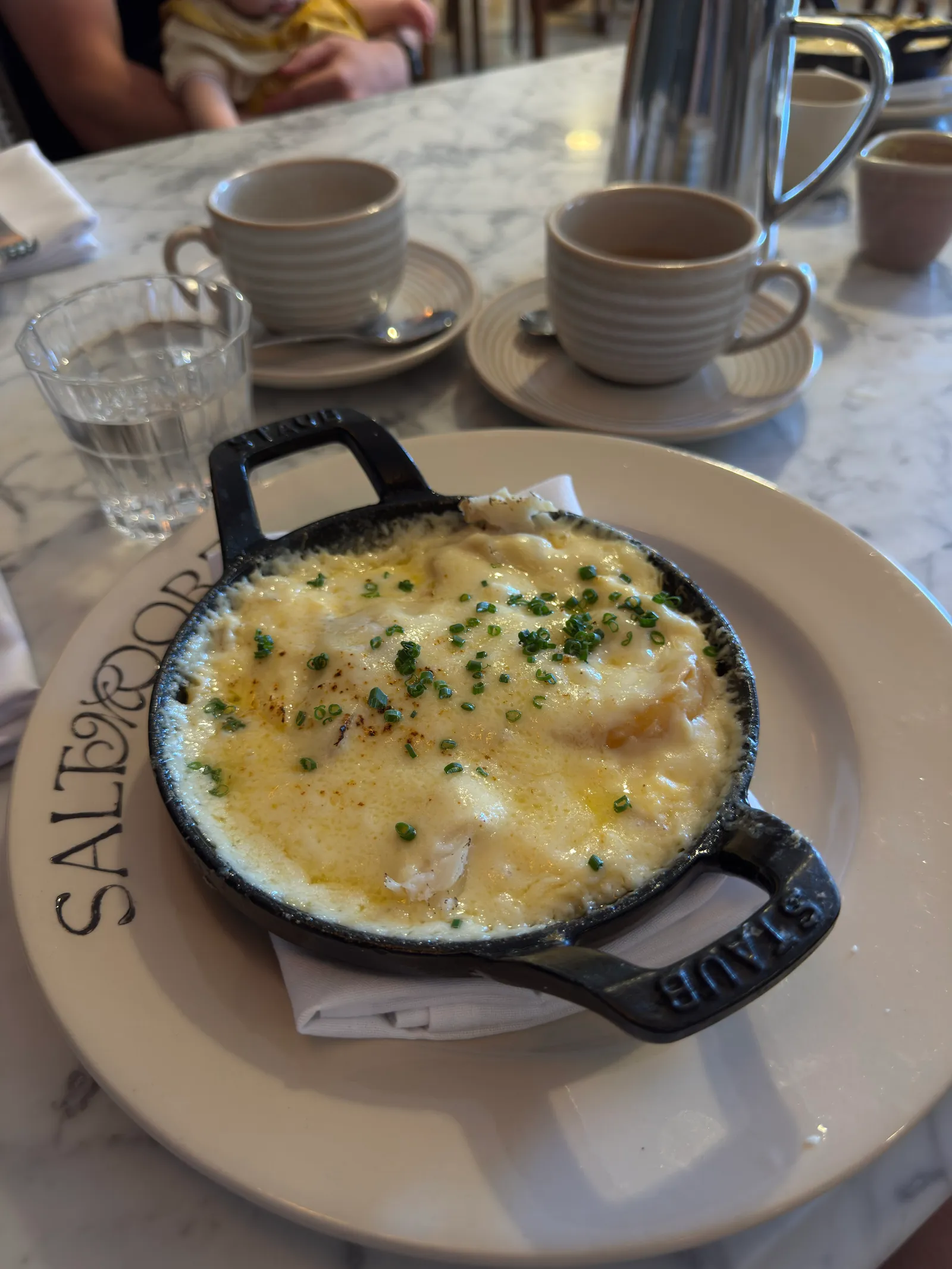 The Arnold Bennet omelette on a plate that says "Saltmore"