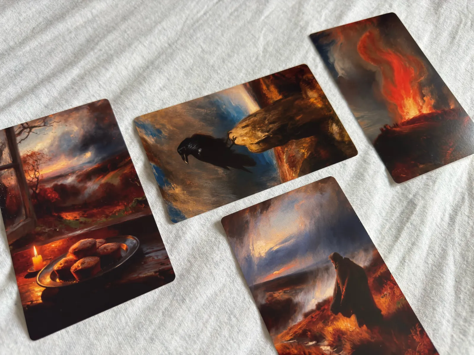 Samhain Oracle Deck cards laid out in the Thinning Veil spread